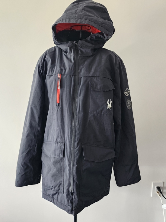 Spyder Other - Spyder Ski Jacket Mens Medium Black Hooded Parka Coat Outerwear Gorpcore Winter